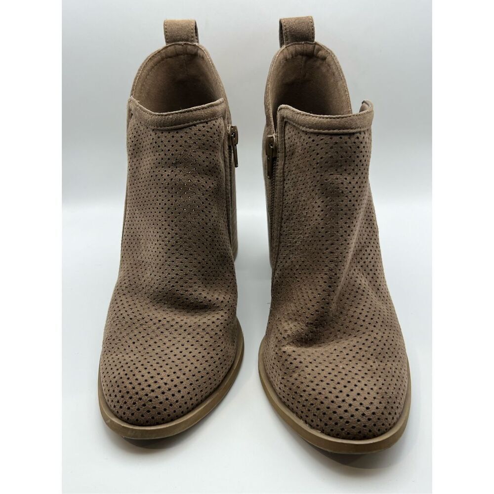 Madden Girl Boots Womens‎ Evita Ankle Bootie Brown Perforated Pull On Casual